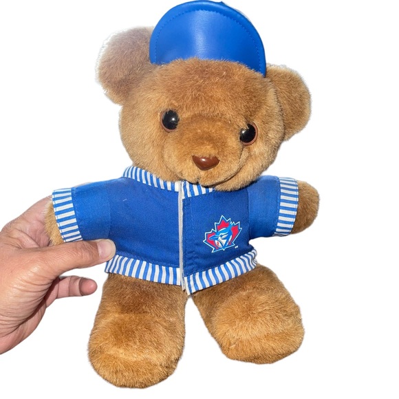 Vintage MLB Toronto Blue Jays 1999 13" Teddy Bear w/ Leather Cap RARE HTF. - Picture 10 of 10